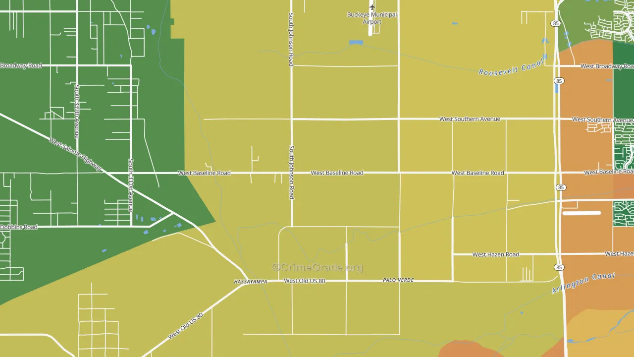 Palo Verde, AZ Map of Burglary Rates