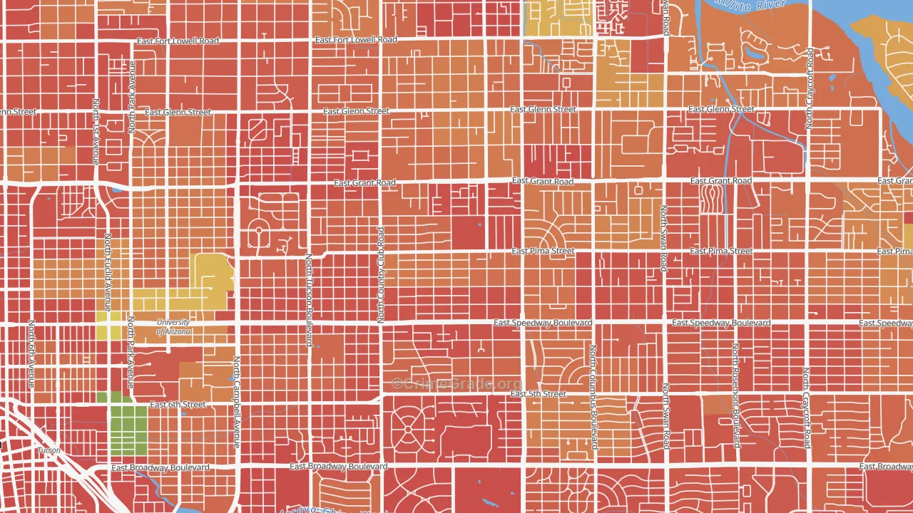 Palo Verde, Tucson, AZ Map of Burglary Rates