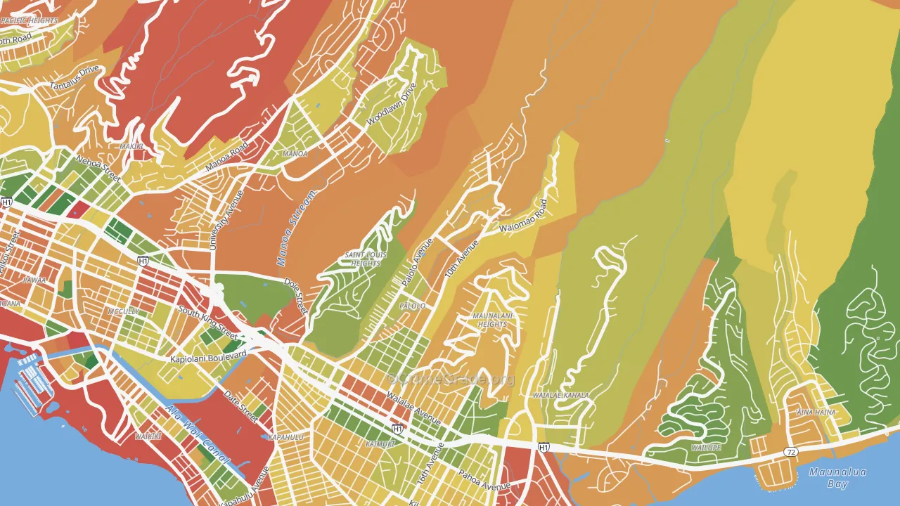 Palolo, Honolulu, HI Map of Burglary Rates
