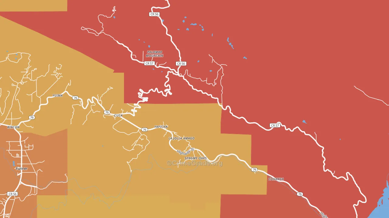 Palomar Mountain, CA Map of Burglary Rates