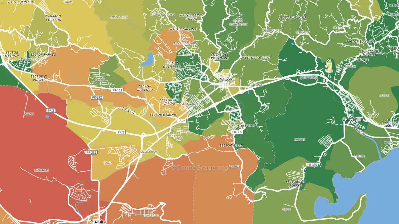 Palomas, PR Map of Burglary Rates