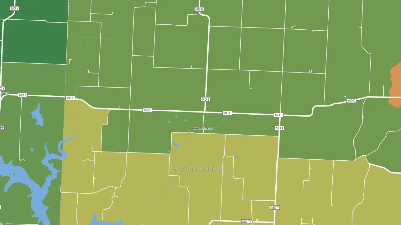 Palopinto, MO Map of Burglary Rates