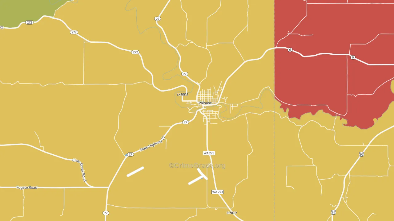 Palouse, WA Map of Burglary Rates