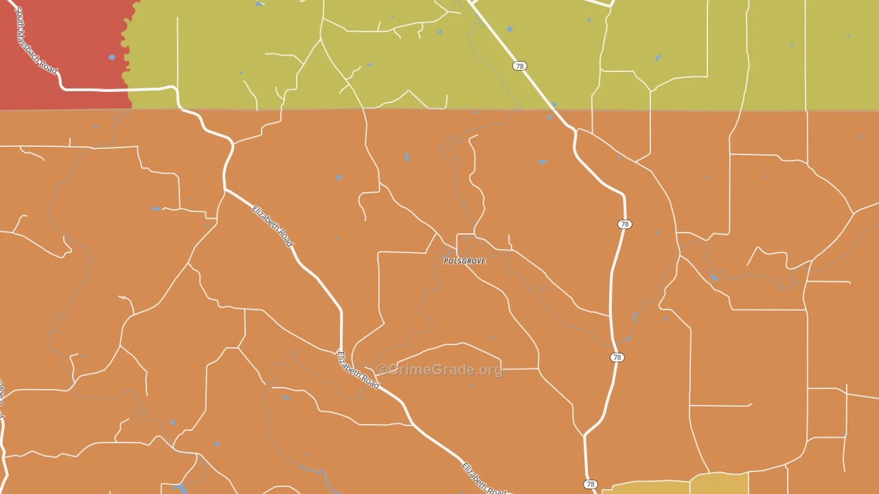 Palsgrove, IL Map of Burglary Rates