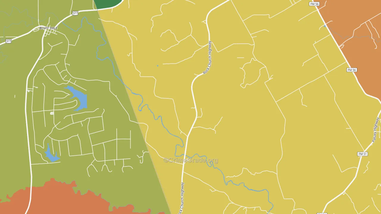 Paluxy, TX Map of Burglary Rates