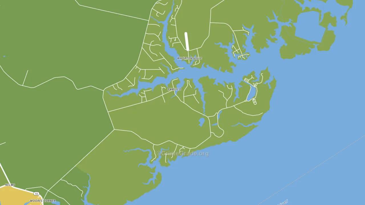 Pamlico, NC Map of Burglary Rates