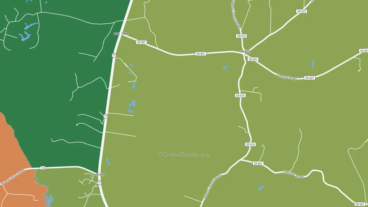 Pampa, VA Map of Burglary Rates