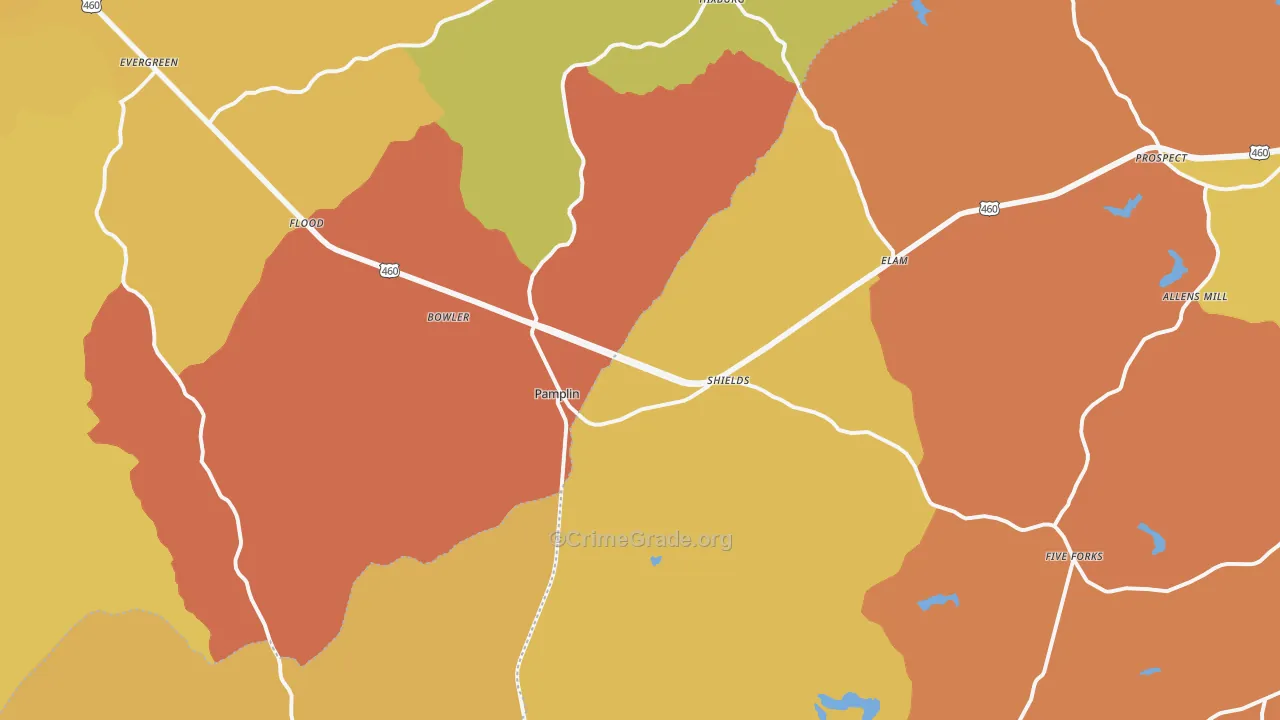 Pamplin, VA Map of Burglary Rates