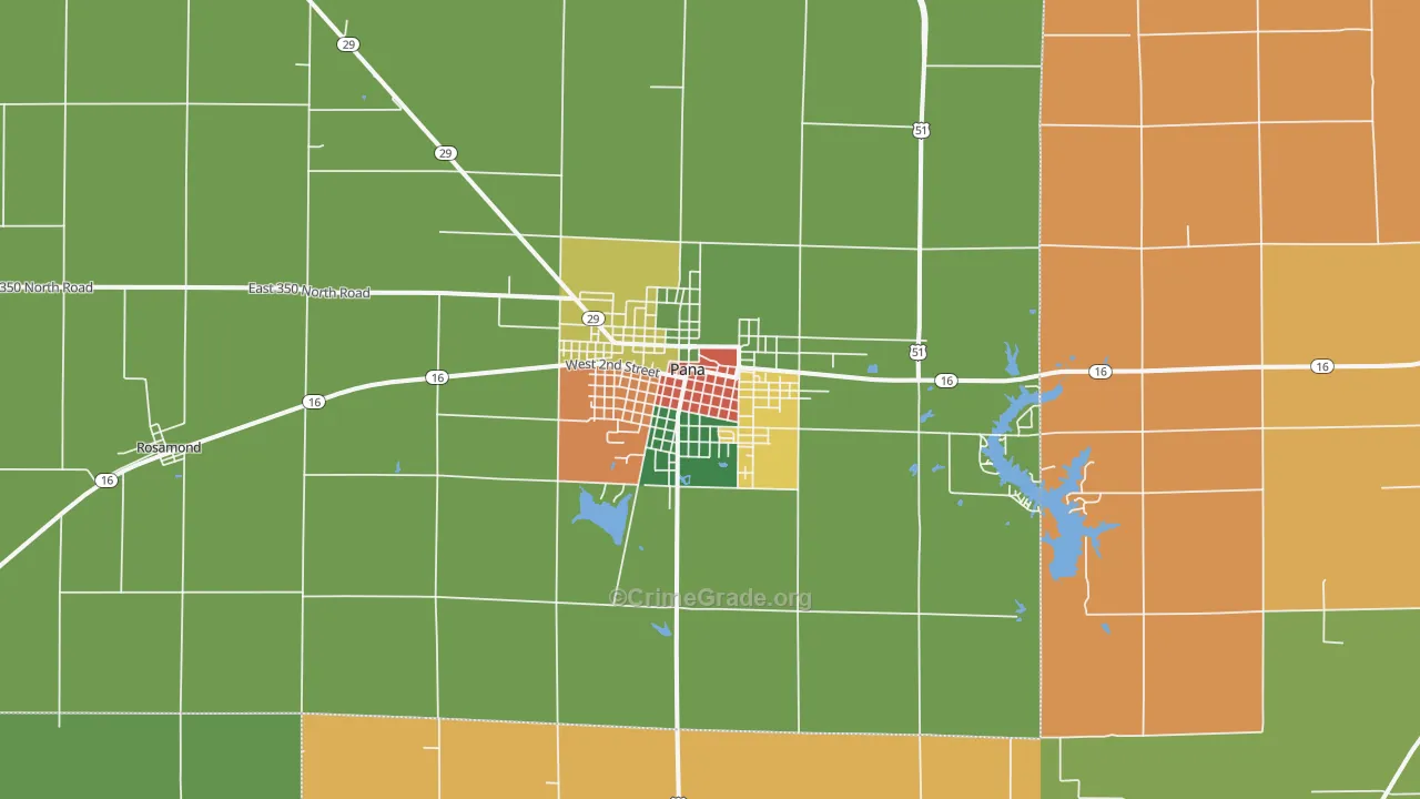 Pana, IL Map of Burglary Rates