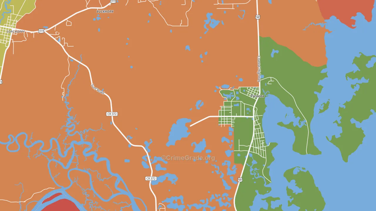 Panacea Park, FL Map of Burglary Rates