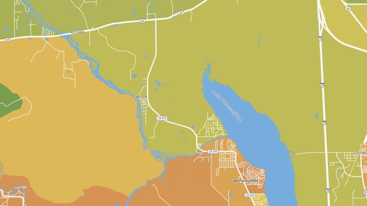 Panacoochee Retreats, FL Map of Burglary Rates