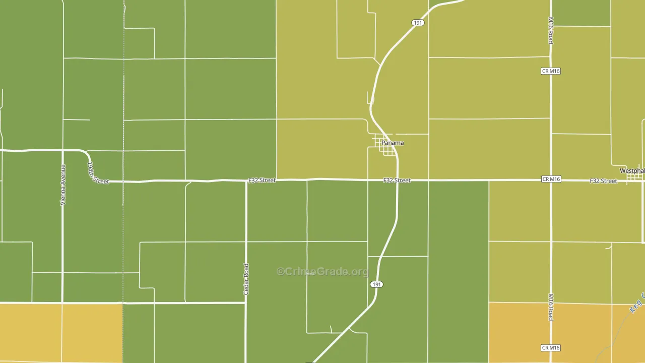 Panama, IA Map of Burglary Rates