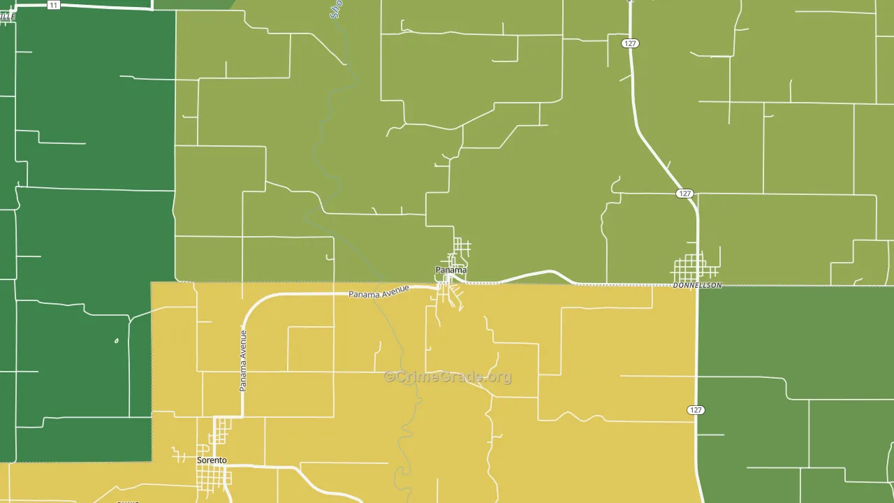 Panama, IL Map of Burglary Rates