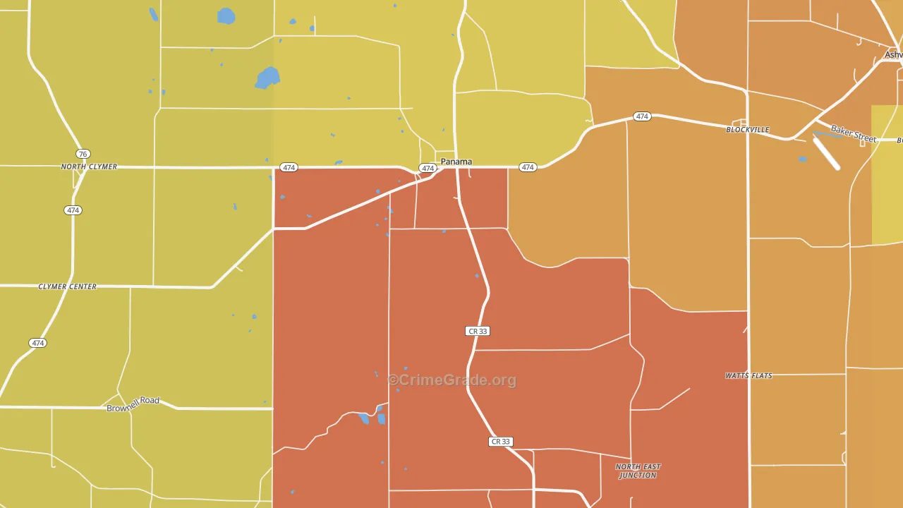 Panama, NY Map of Burglary Rates