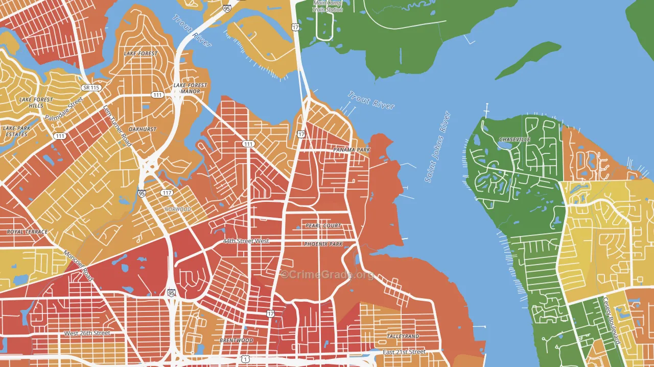 Panama Park, Jacksonville, FL Map of Burglary Rates