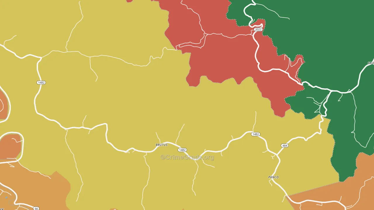 Panco, KY Map of Burglary Rates