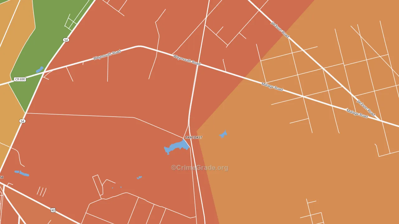 Pancoast, NJ Map of Burglary Rates