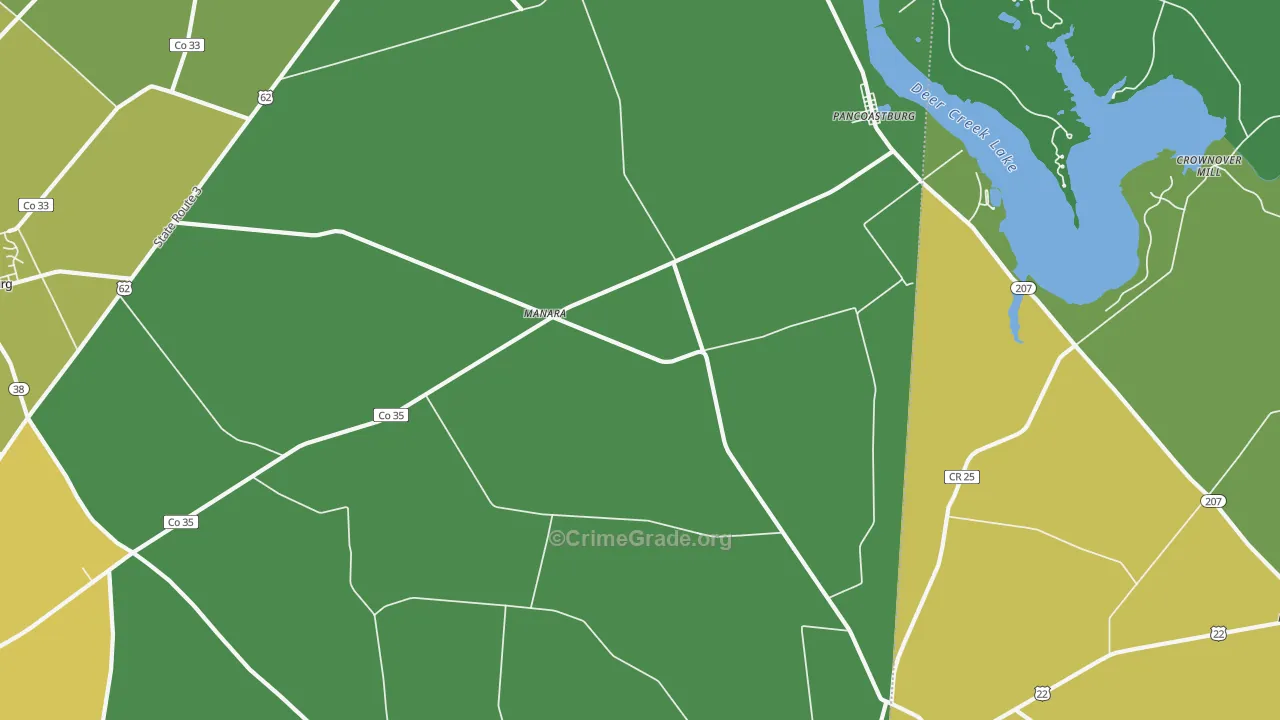 Pancoastburg, OH Map of Burglary Rates