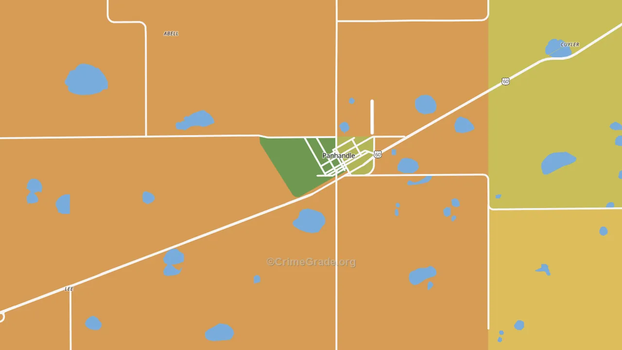 Panhandle, TX Map of Burglary Rates