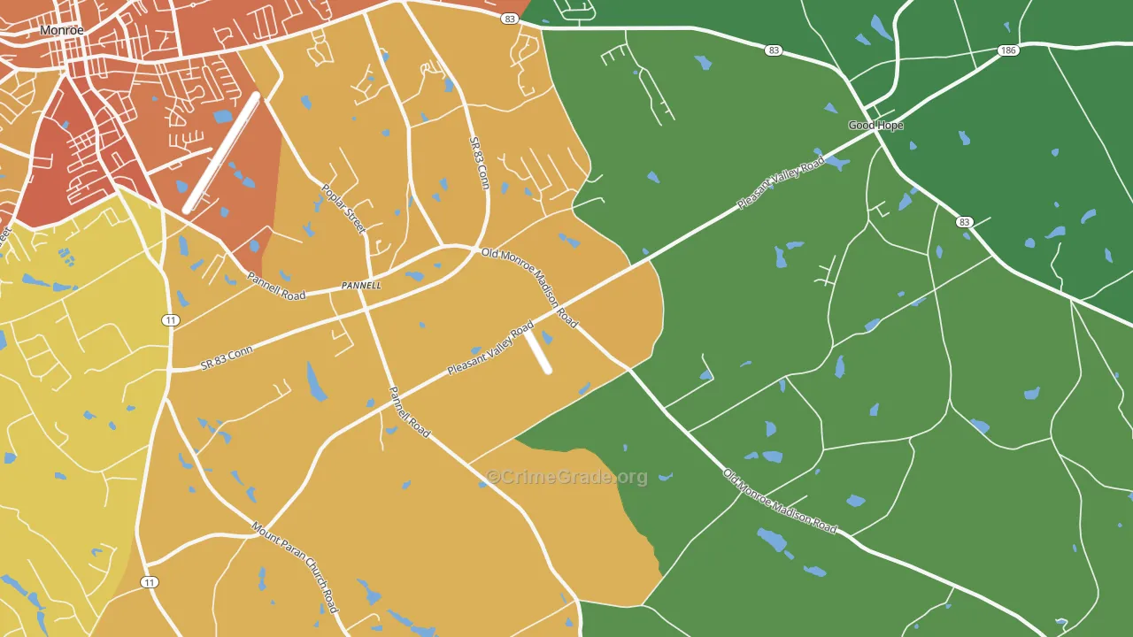 Pannell, GA Map of Burglary Rates