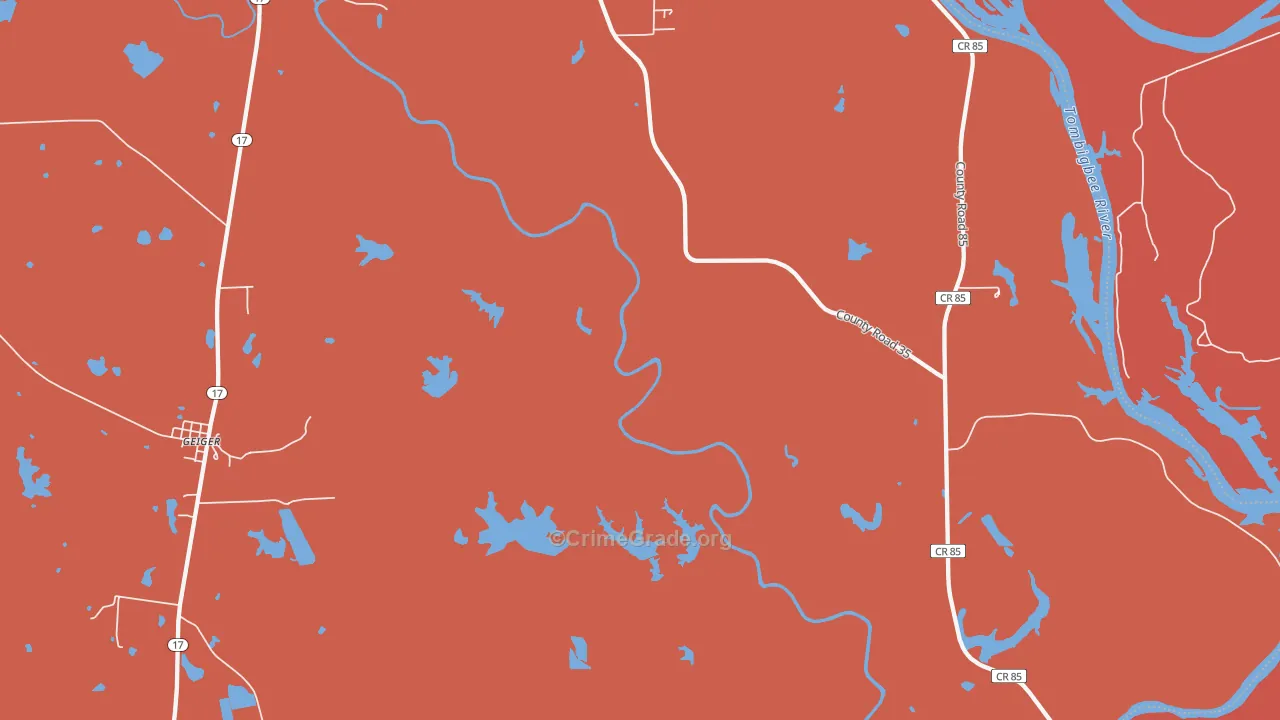 Panola, AL Map of Burglary Rates