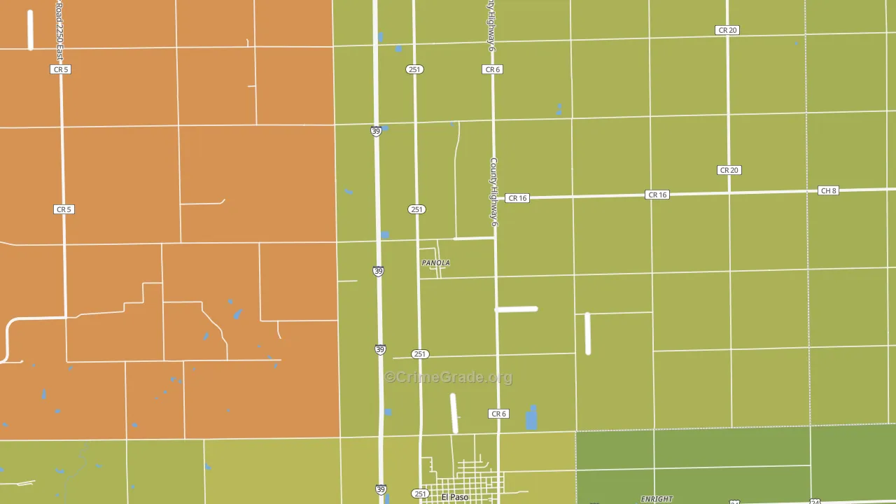 Panola, IL Map of Burglary Rates