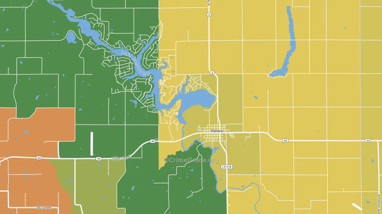 Panora, IA Map of Burglary Rates