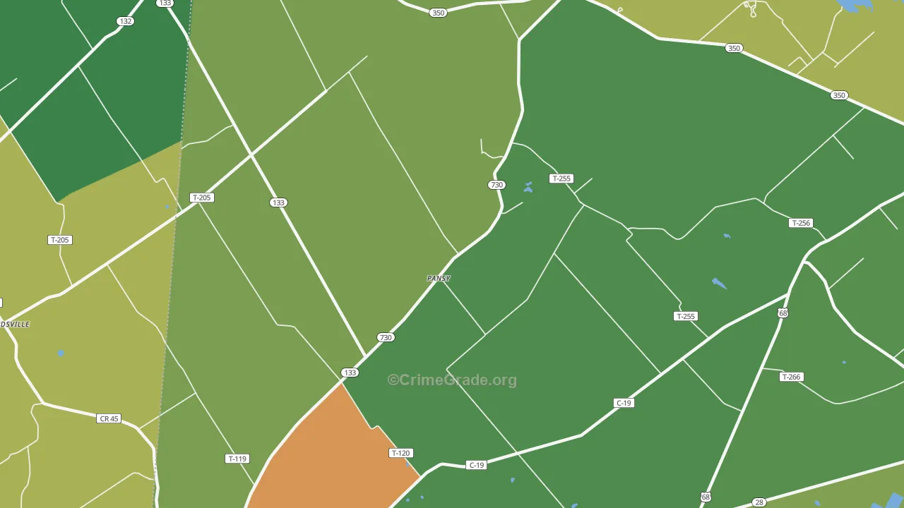 Pansy, OH Map of Burglary Rates