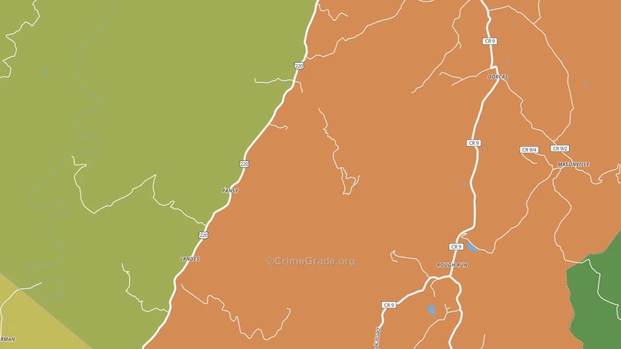 Pansy, WV Map of Burglary Rates