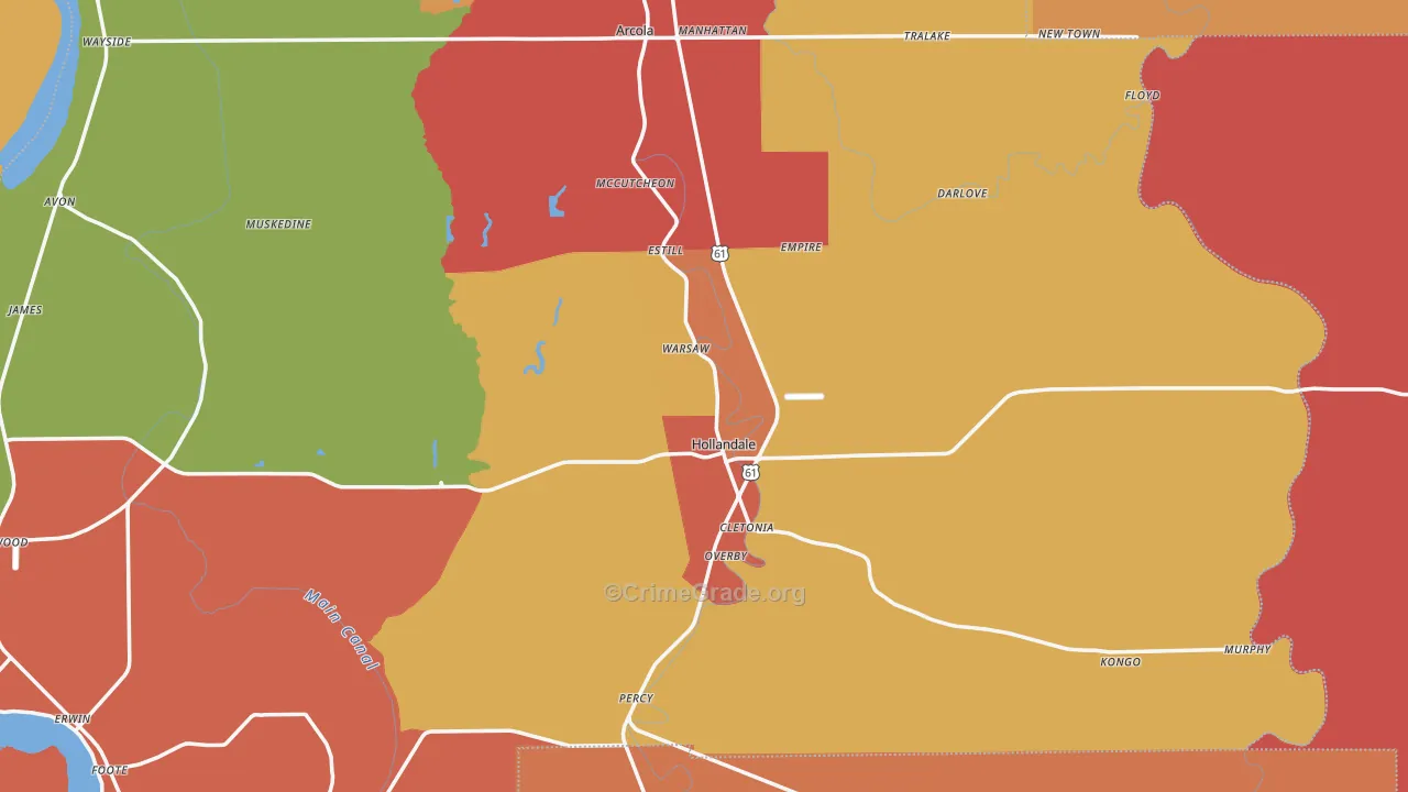 Panther Burn, MS Map of Burglary Rates