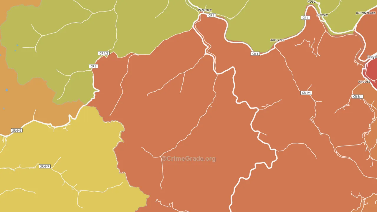Panther, WV Map of Burglary Rates