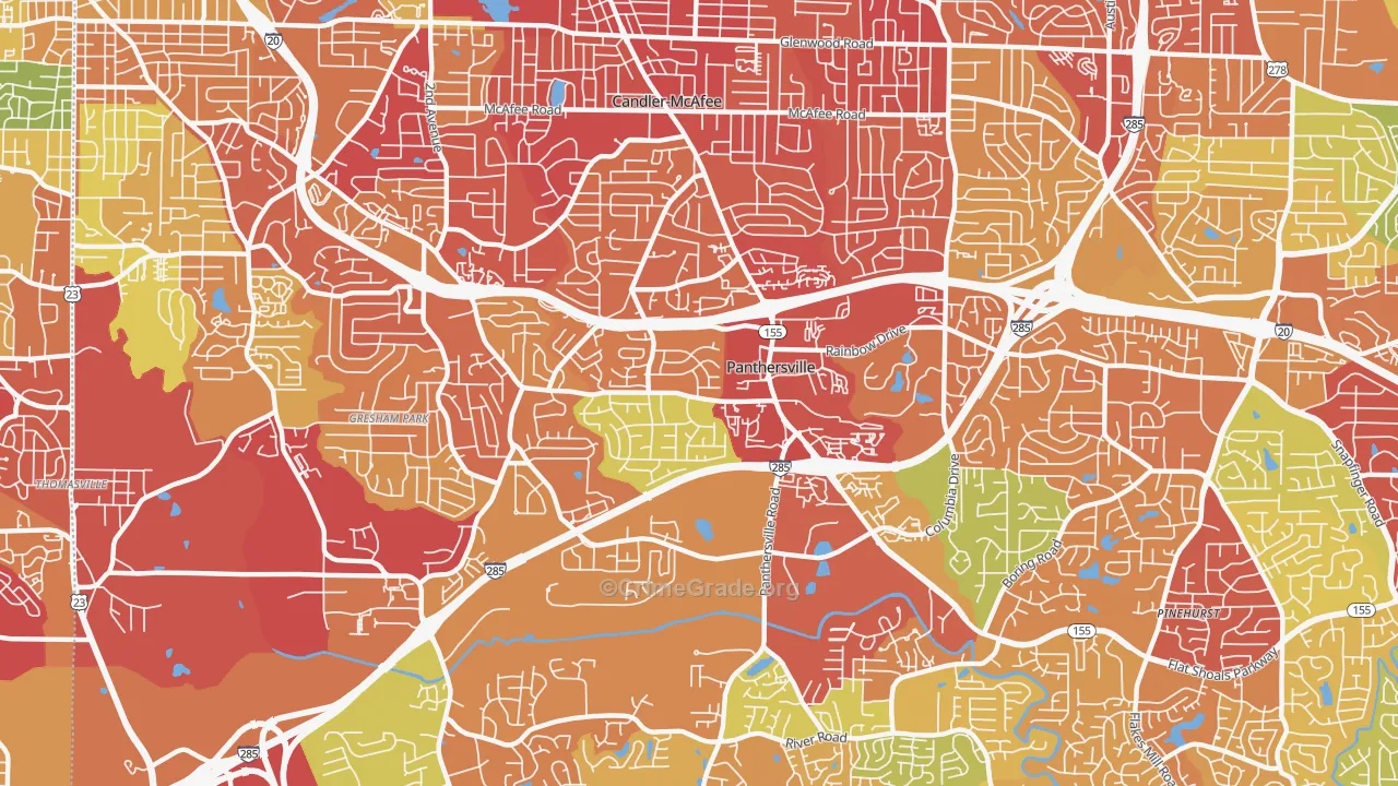 Panthersville, GA Map of Burglary Rates