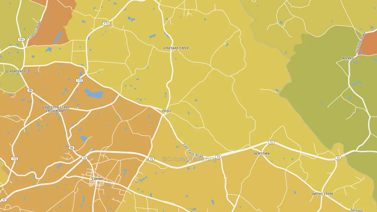 Paoli, GA Map of Burglary Rates