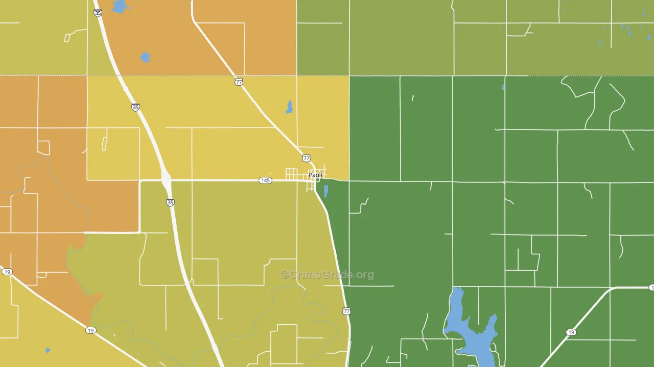 Paoli, OK Map of Burglary Rates