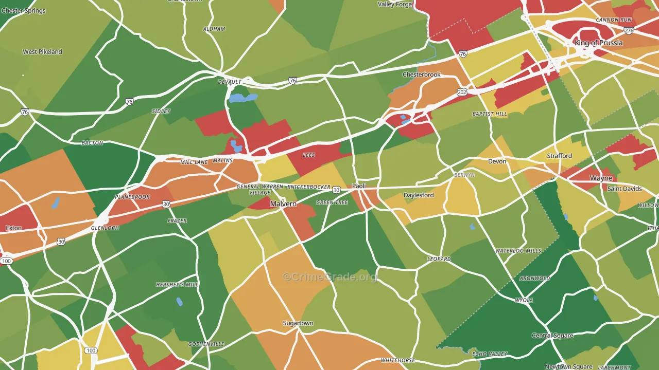Paoli, PA Map of Burglary Rates