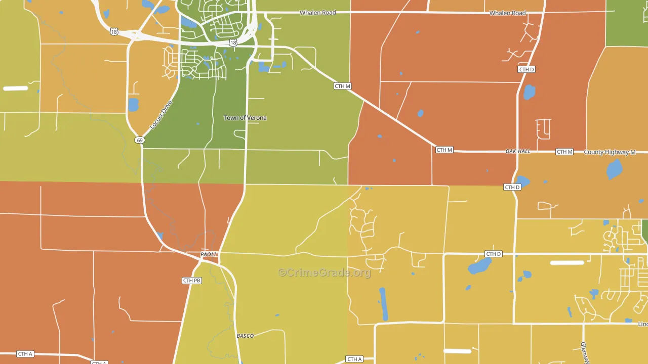 Paoli, WI Map of Burglary Rates