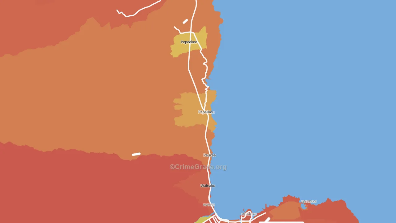 Papaikou, HI Map of Burglary Rates