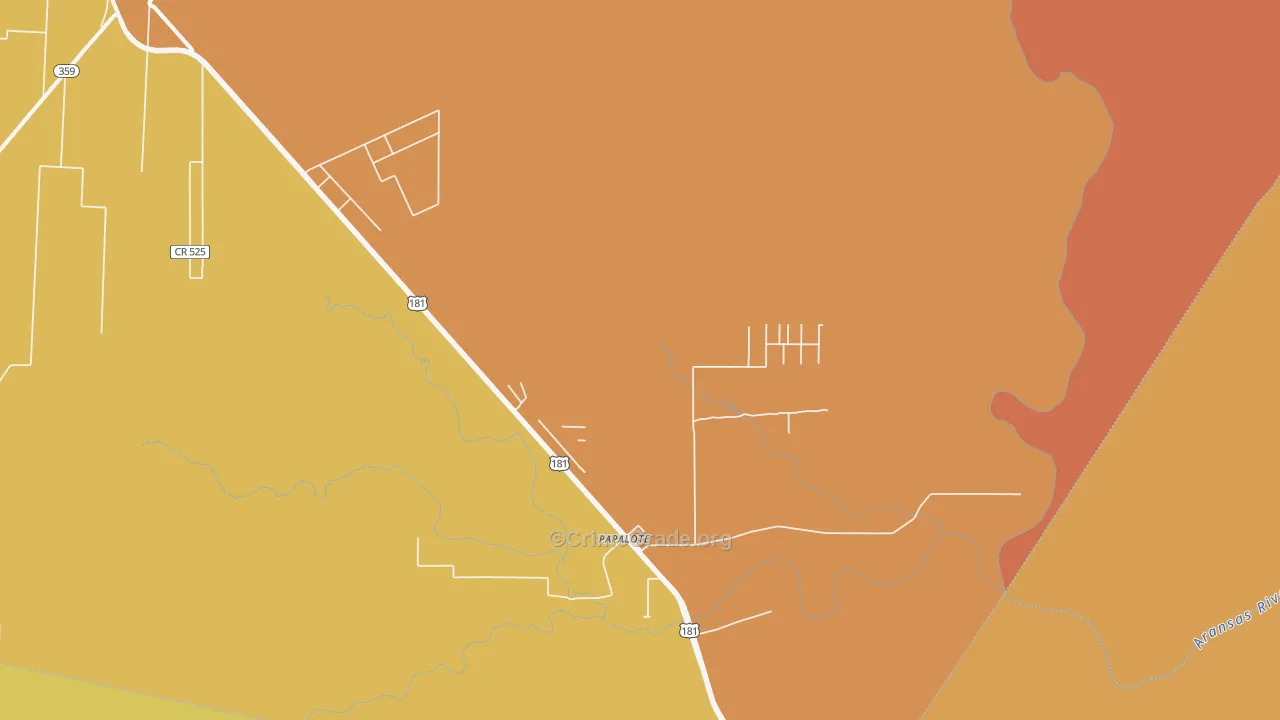 Papalote, TX Map of Burglary Rates