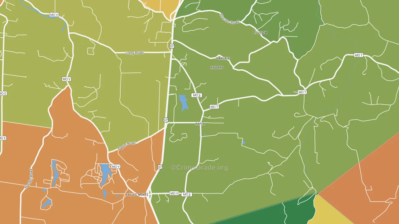 Papin, MO Map of Burglary Rates