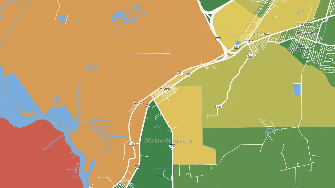 Paradis, LA Map of Burglary Rates