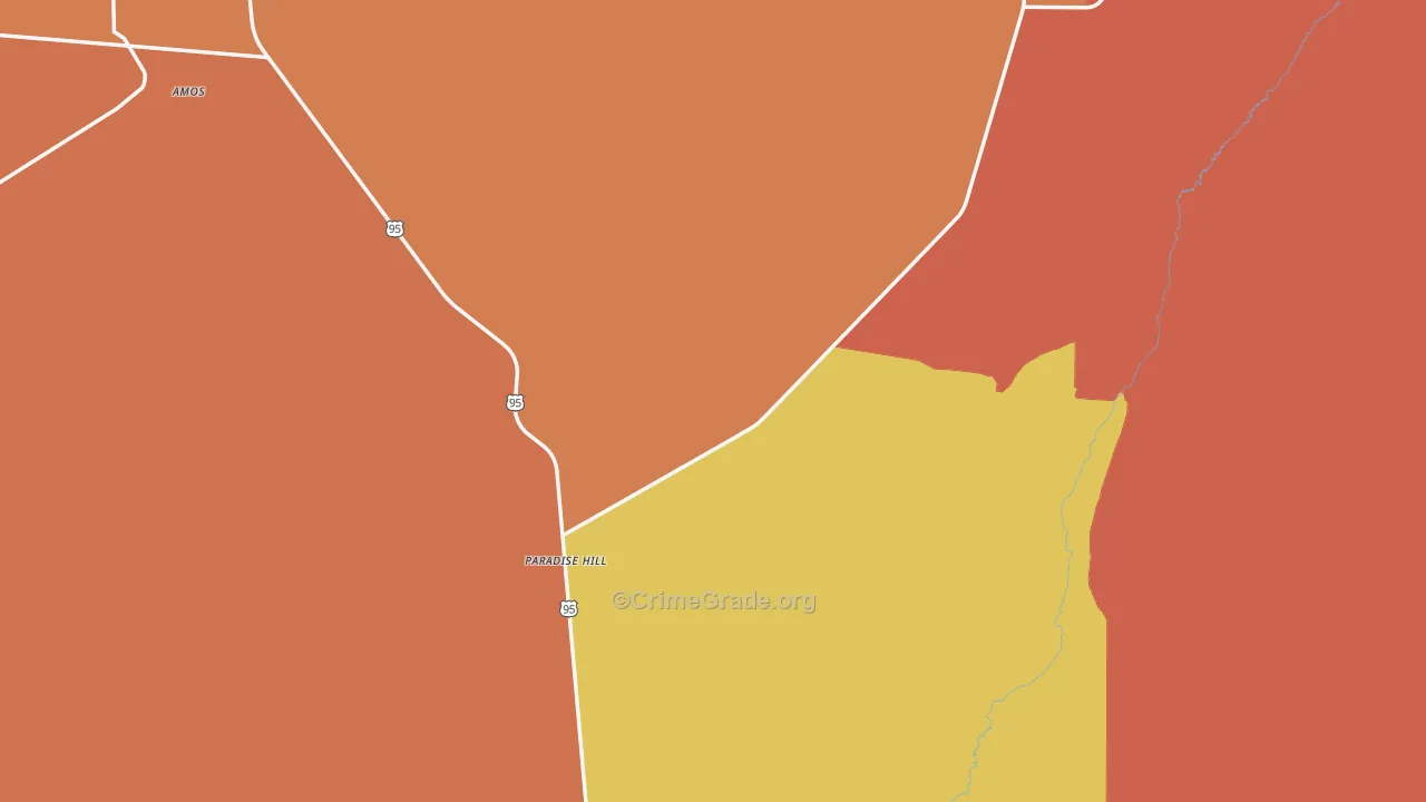 Paradise Hill, NV Map of Burglary Rates