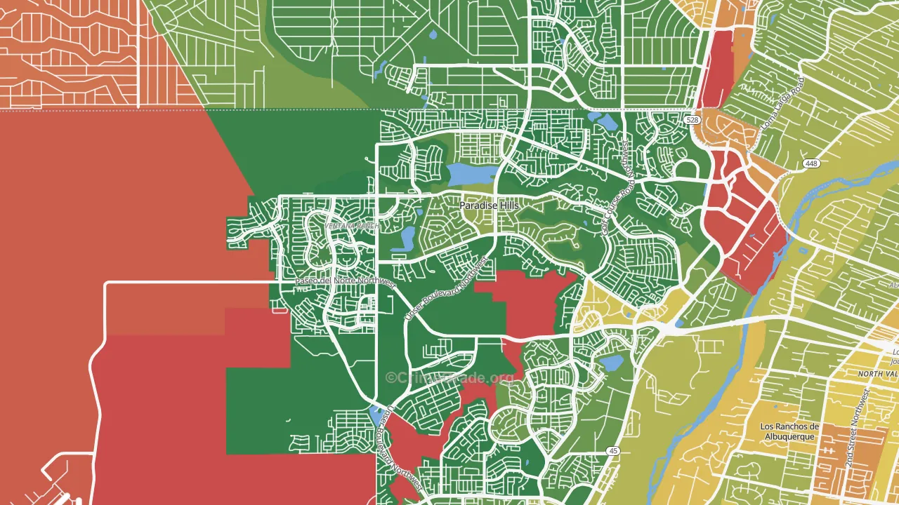 Paradise Hills, NM Map of Burglary Rates