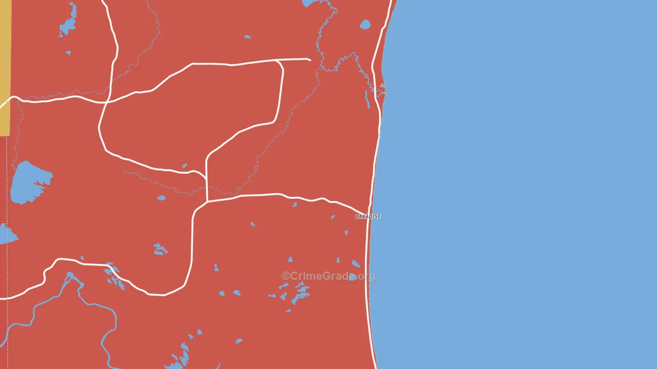 Paradise, MI Map of Burglary Rates