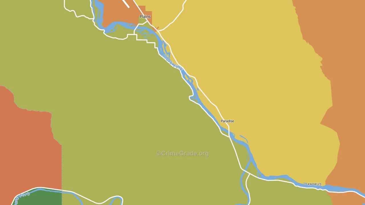 Paradise, MT Map of Burglary Rates