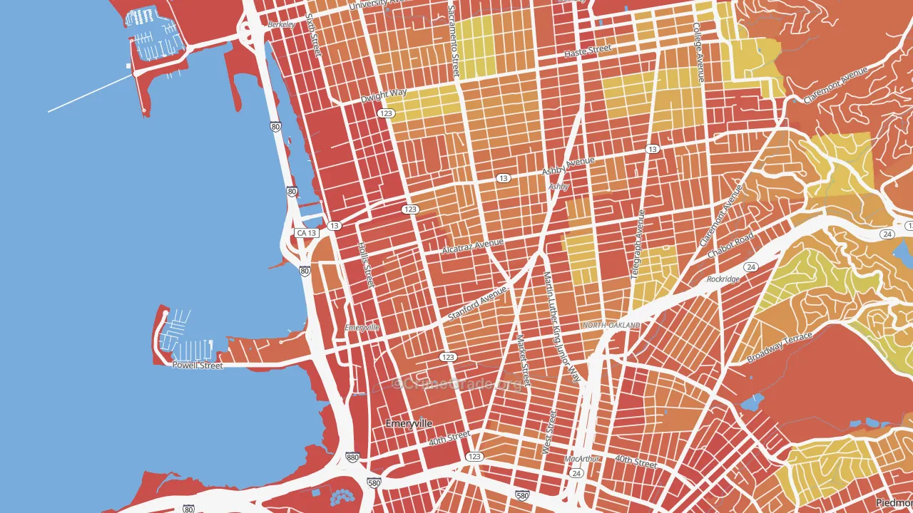 Paradise Park, Emeryville, CA Map of Burglary Rates