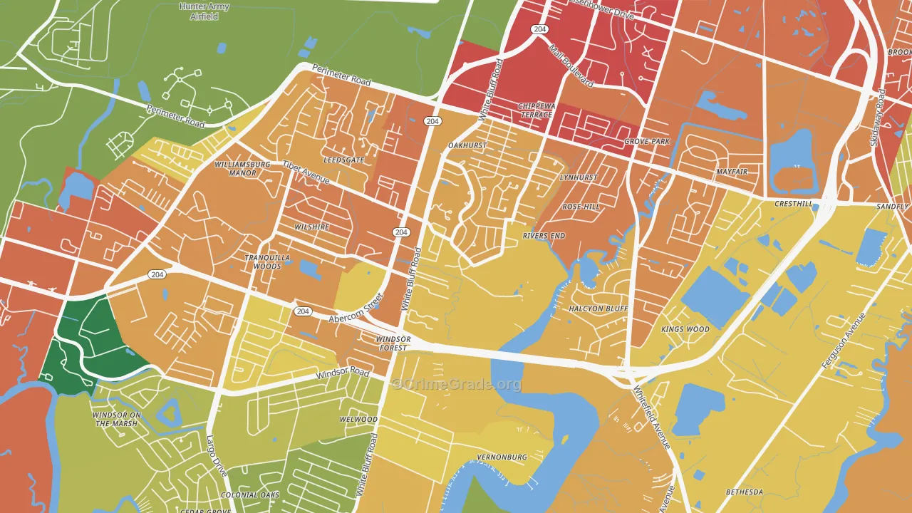 Paradise Park, Savannah, GA Map of Burglary Rates