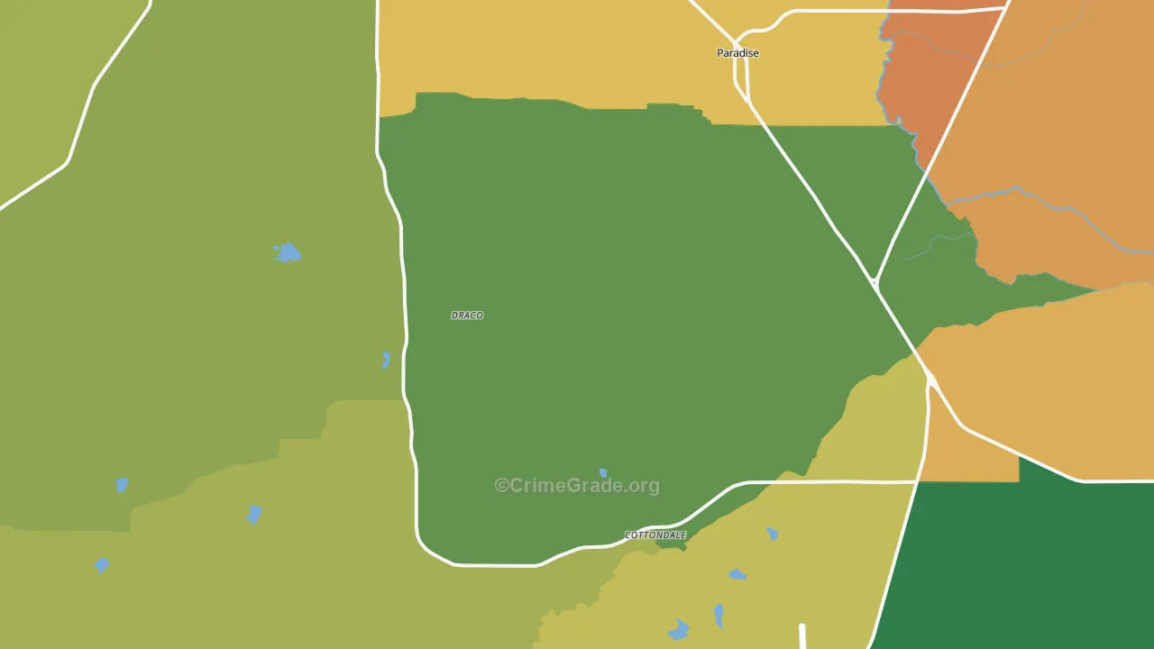 Paradise, TX Map of Burglary Rates
