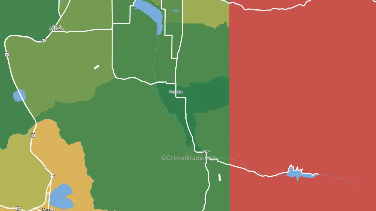 Paradise, UT Map of Burglary Rates