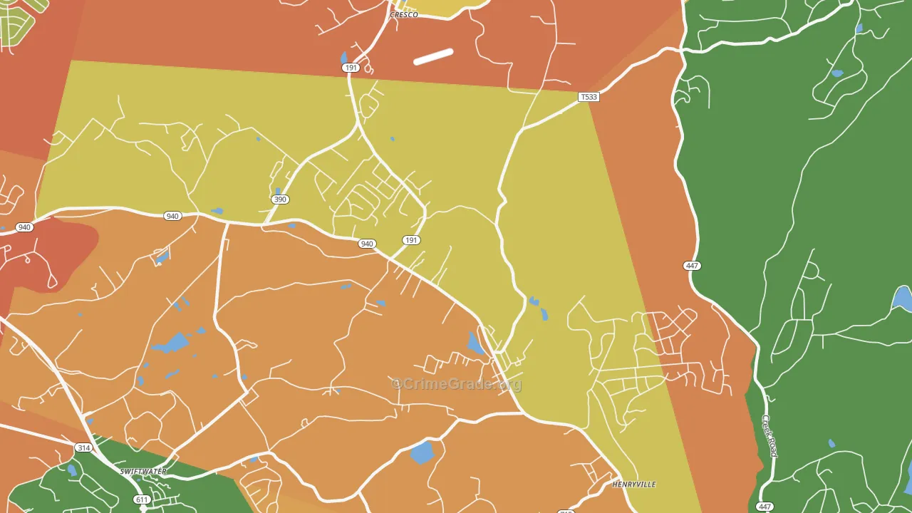 Paradise Valley, PA Map of Burglary Rates