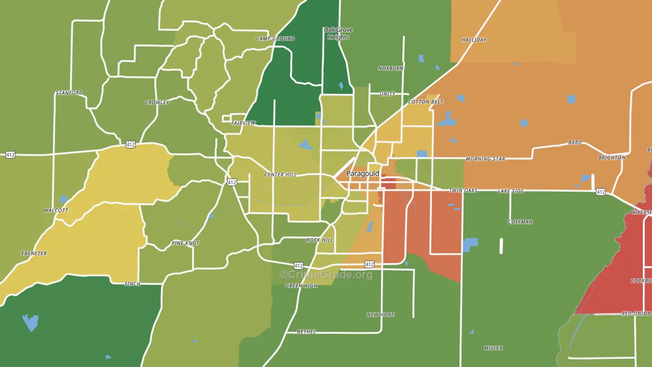 Paragould, AR Map of Burglary Rates